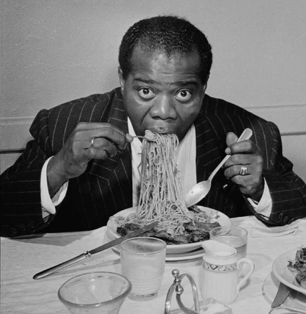 Slim Aarons, ‘Dinner Jazz, Rome, Louis Armstrong’, 1949, Photography, Silver gelatin print, IFAC Arts