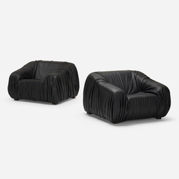 Piumino lounge chairs, pair