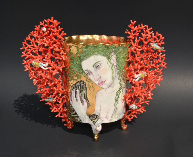 Irina S. Zaytceva, ‘Nursing for Love’, 2018, Sculpture, Porcelain, over glaze painting, gold luster, Duane Reed Gallery