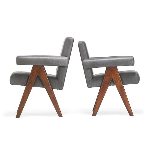 Pierre Jeanneret, ‘Two Committee armchairs from the Chandigarh administrative buildings, France/India’, 1950s, Rago