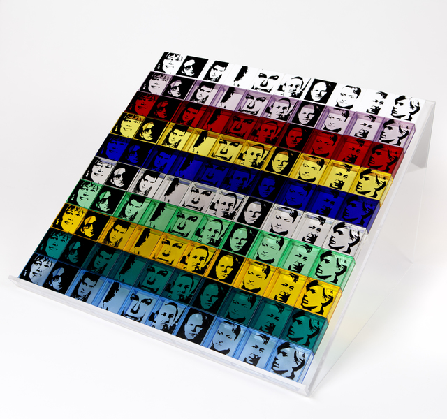 Andy Warhol, ‘Portraits of the Artists, 1967, from the portfolio Ten from Leo Castelli ’, 1967, Print, Screenprint in ten colors on 100 polystyrene boxes, 115 from an edition of 200, each box 2 x 2 x 3/4 inches, Neuberger Museum of Art