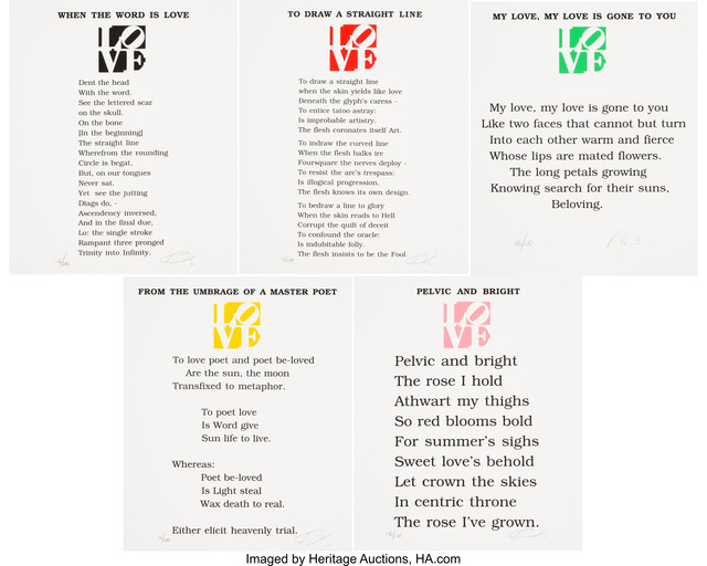 Robert Indiana, ‘The Book of Love (five works)’, 1996, Heritage Auctions