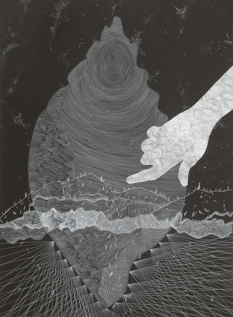 Kirsten Furlong, ‘Night Passages: Hand’, 2019, Drawing, Collage or other Work on Paper, Acrylic, ink, watercolor, and colored pencil on paper, Olson Larsen Gallery
