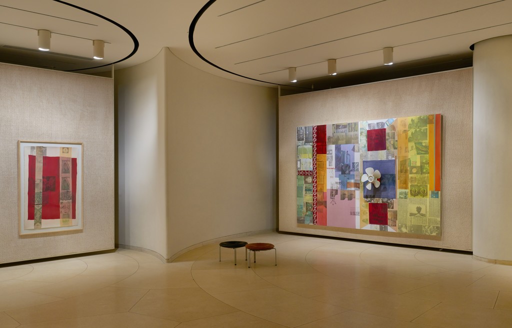Installation view, "Robert Rauschenberg: Spreads and Related Works" at The Glass House, New Canaan, CT, 2016. © Andy Romer Installation view, "Robert Rauschenberg: Spreads and Related Works" at The Glass House, New Canaan, CT, 2016. © Andy Romer