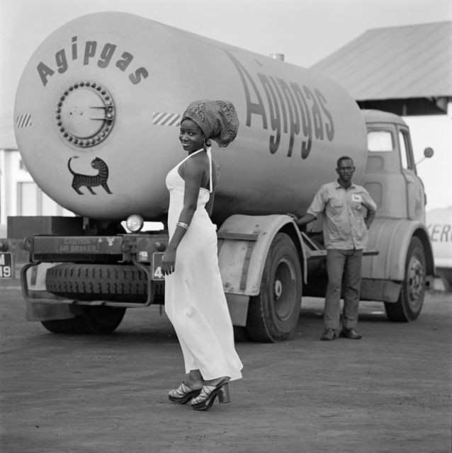 James Barnor, ‘Model with Tank and Driver’, 1974, October Gallery