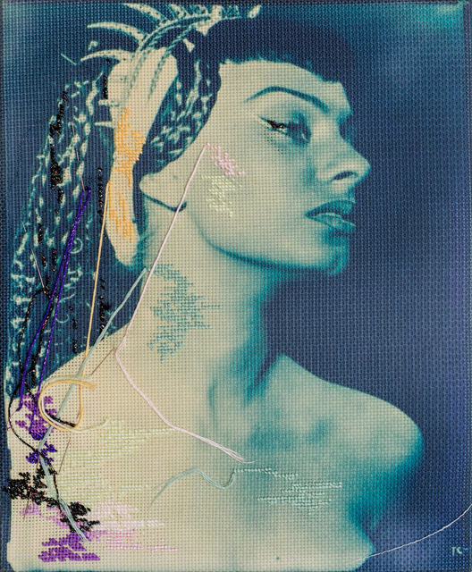 Farhad Ahrarnia, ‘A Dish Fit For the Gods’, 2015, Painting, Digital print heat transferred onto polyester aida, hand stitched using silk, cotton and metalic thread, and needles, Lawrie Shabibi