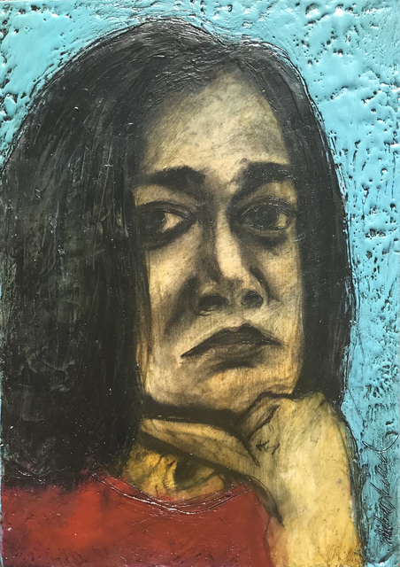 Marcie Wolf-Hubbard, ‘Congresswoman Pramilia Jayapal’, 2021, Painting, Encaustic and charcoal on panel, Zenith Gallery