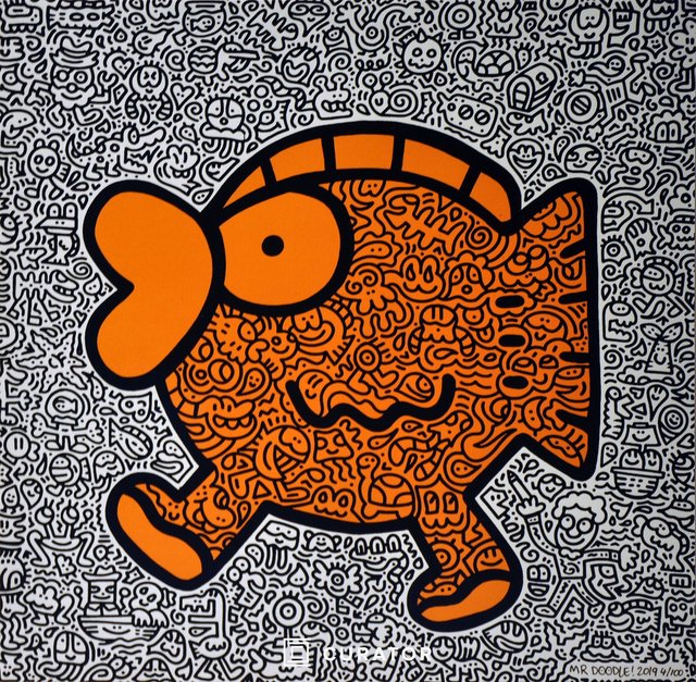 Mr. Doodle, ‘Orange Fish’, 2019, Print, Screenprint on Fabriano 5 Paper, Curator Style