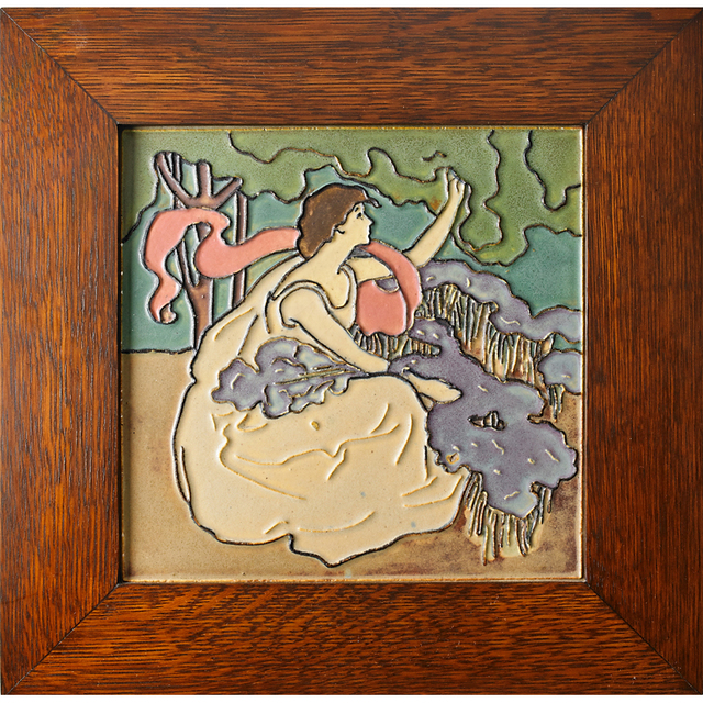 Rookwood Pottery, ‘Rookwood Faience, Pair of Large Tiles with Maidens’, ca. 1915, Rago/Wright