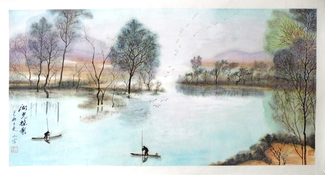 Zhang Yanyun, ‘Glimpse of the lake 湖光掠影 ’, 2010, Drawing, Collage or other Work on Paper, Ink and colour on paper, Tian Bai Calligraphy and Painting (天白書畫)