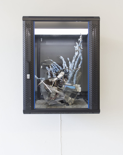Joachim Coucke, ‘LIBRA (Specimen II)’, 2019, Installation, Wood, plexiglass, modified server rack, led tile, various computer/laptop components and cables, metal, plastic parts and hardware, Tatjana Pieters