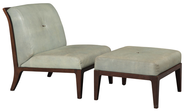 ‘Baker Pebble Leather and Walnut Chair and Ottoman’, Design/Decorative Art, Doyle