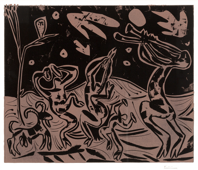 Pablo Picasso, ‘Les Danseurs au Hibou (Dancers with an Owl)’, 1959, Print, Color linocut, Masterworks Fine Art