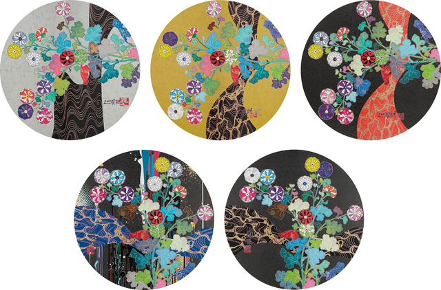 Takashi Murakami, ‘A Red River is Visible; Kansei: The Golden Age; Hokkyo Takashi - Kansei; Kansei: Wildflowers Glowing in the Night; and Korin: Stellar River in the Heavens’, 2014 and 2015, Phillips