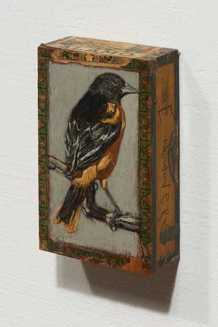 Ed Musante, ‘Baltimore Oriole / Alamo’, 2010, Painting, Mixed media on cigar box, Paul Thiebaud Gallery
