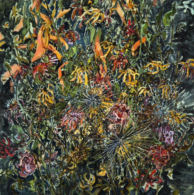 Rebecca Saylor Sack, ‘Alliums and Coneflowers’, 2017, Painting, Oil on panel, J. Cacciola Gallery