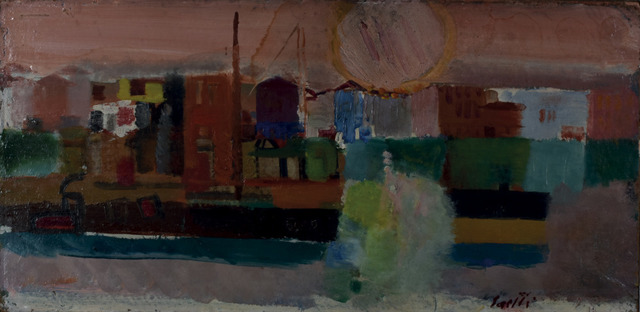 Bruno Saetti, ‘PAESAGGIO CON SOLE’, 1954, Drawing, Collage or other Work on Paper, Oil on cardboard, Itineris