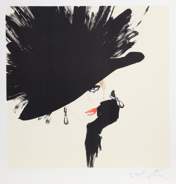 René Gruau, ‘Woman in a Black Hat’, ca. 1990, Print, Lithograph, RoGallery