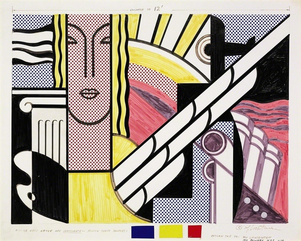 Roy Lichtenstein - Collage for Modern Painting with Classic Head