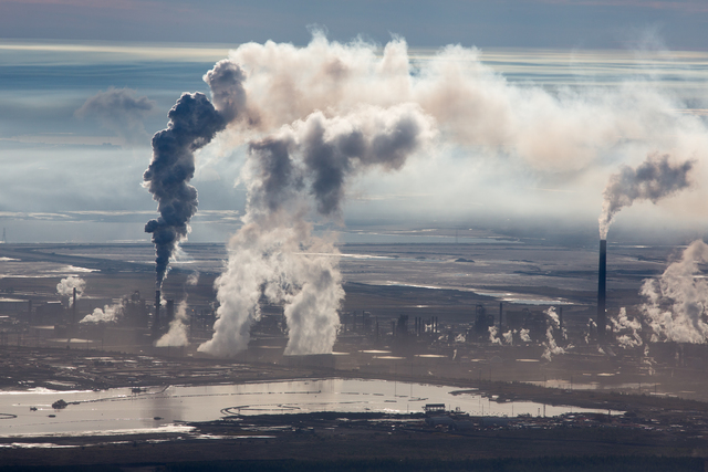Alex Maclean, ‘Steam and Smoke Rise from Upgrading Facility at Syncrude Mildred Lake Mine, Alberta, Canada’, 2014, Huxley-Parlour