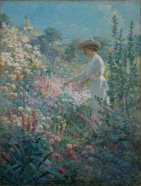 Abbott Fuller Graves, ‘Garden at Finisterre, Eastern Point, Gloucester, MA’, 1913, Painting, Oil on canvas, Vose Galleries