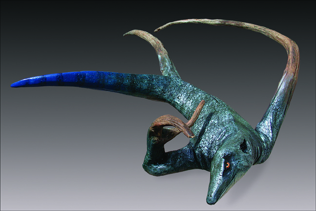 Bernie Houston, ‘Blue Tail’, Sculpture, Carved Driftwood with Hand Punched Skin, Acrylic and Metallic Paints, Zenith Gallery