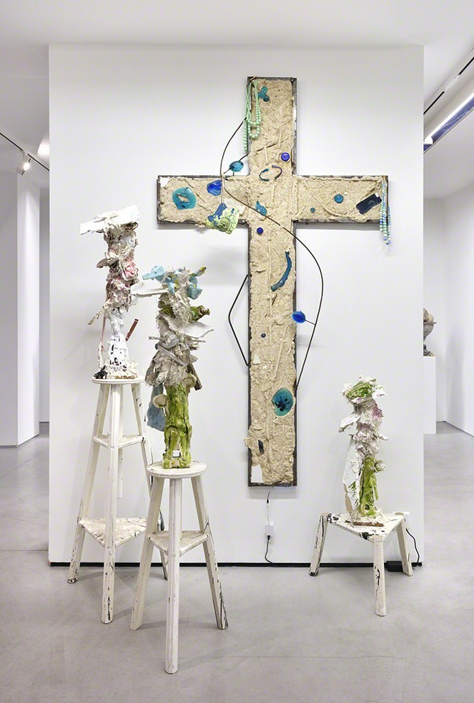 Exhibition view, "Dyonisos & the others", group show curated by Thibault Hazelzet with Benjamin Bruneau, Thibault Hazelzet, Saverio Lucariello, Marlène Mocquet, Vincent Olinet & Romain Vicari. © Photo: Rebecca Fanuele. Exhibition view, "Dyonisos & the others", group show curated by Thibault Hazelzet with Benjamin Bruneau, Thibault Hazelzet, Saverio Lucariello, Marlène Mocquet, Vincent Olinet & Romain Vicari. © Photo: Rebecca Fanuele.
