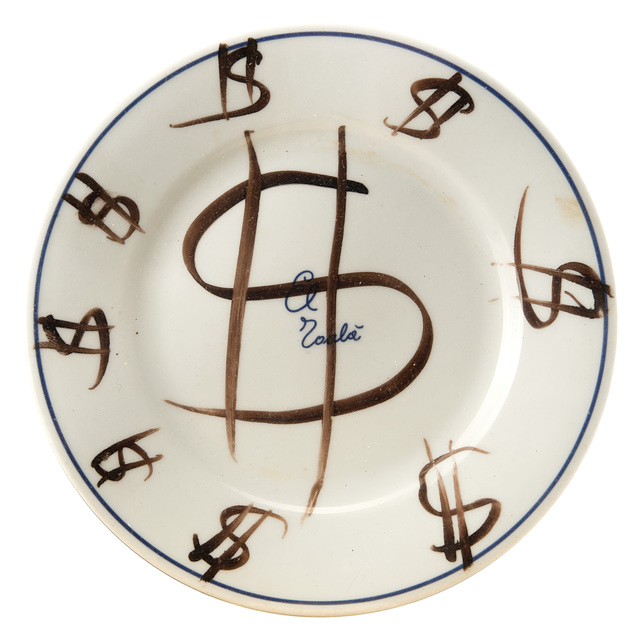 Andy Warhol, ‘$’, 1983, Other, Marker on porcelain dish of "el toula", Il Ponte