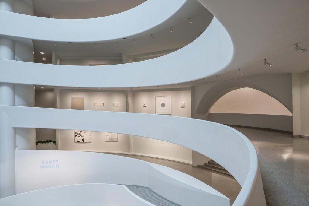 Installation View: Agnes Martin, Solomon R. Guggenheim Museum, New York, October 7, 2016– January 11, 2017. Photo: David Heald Installation View: Agnes Martin, Solomon R. Guggenheim Museum, New York, October 7, 2016– January 11, 2017. Photo: David Heald