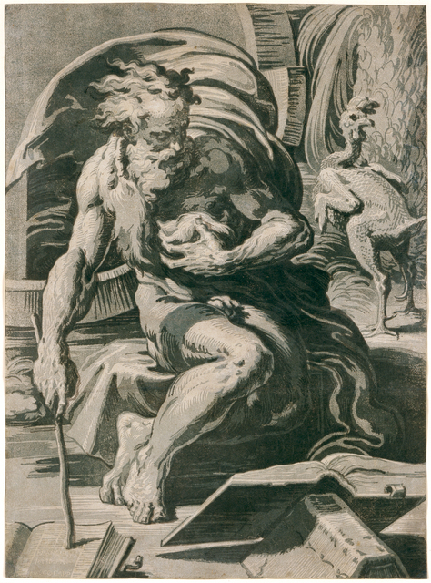 Ugo da Carpi, ‘Diogenes, after Parmigianino’, 1527, Blanton Museum of Art