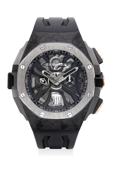 Audemars Piguet, ‘An extremely fine and rare ceramic, carbon, titanium and pink gold flyback laptimer chronograph wristwatch, numbered 24 of a limited edition of 221 pieces’, Circa 2015, Phillips