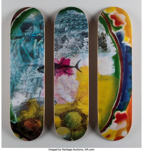 Robert Rauschenberg, ‘Sri Lanka VI, triptych’, 2016, Print, Screenprints in colors on skate decks, Heritage Auctions