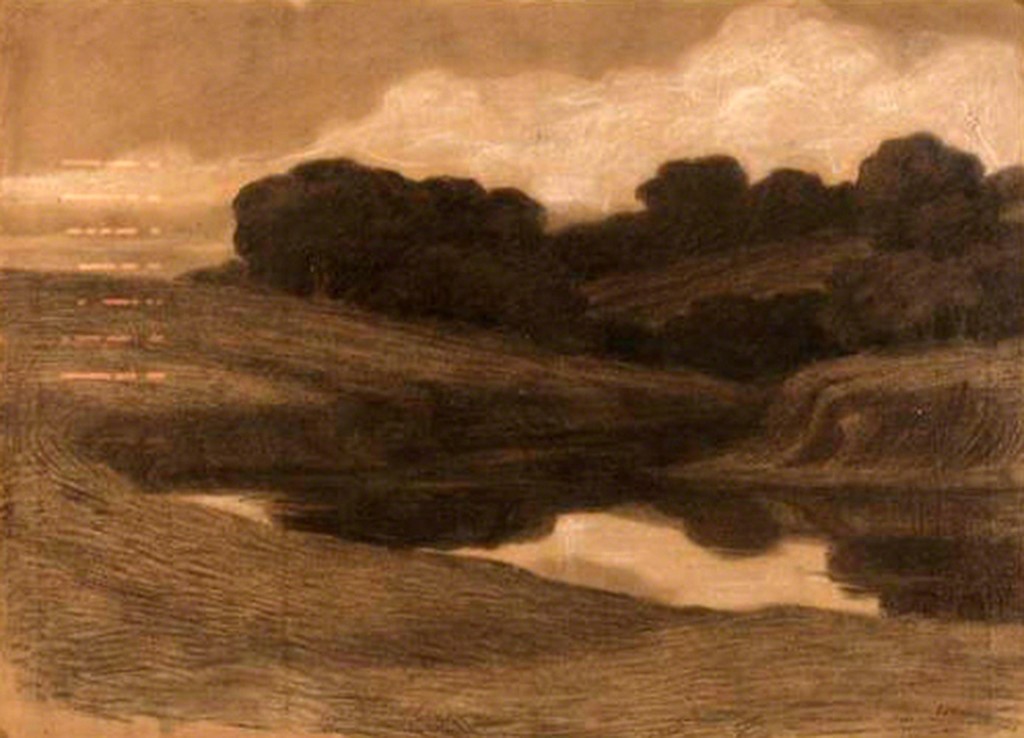 Giuseppe Pelizza da Volpedo 'Landscape', mixed media, 46x65, signed Giuseppe Pelizza da Volpedo 'Landscape', mixed media, 46x65, signed