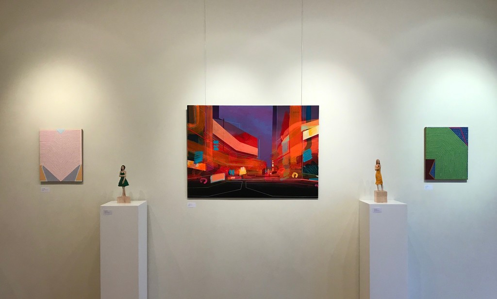 Paintings by Helen G Blake and Christopher Farrell, sculpture Michael Pickl. Paintings by Helen G Blake and Christopher Farrell, sculpture Michael Pickl.