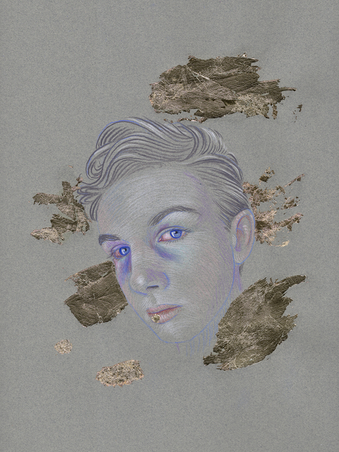 Ryan Martin, ‘Tell All The People’, 2019, Drawing, Collage or other Work on Paper, Color pencil and gold leaf on paper, Elizabeth Houston Gallery