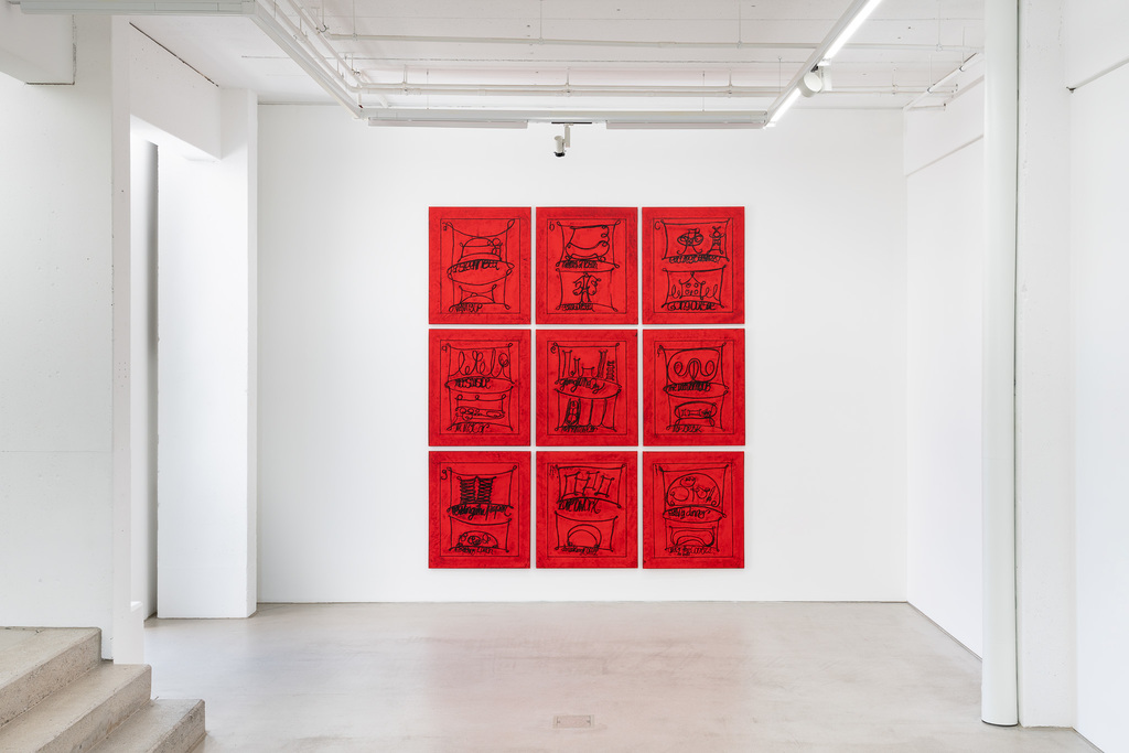 Installation view with Learning from that person’s work (2009) by Matt Mullican
Wege zur Welt, 30 May – 15 September 2019, G2 Kunsthalle Leipzig
© Matt Mullican & G2 Kunsthalle, photo: Dotgain.info
Installation view with Learning from that person’s work (2009) by Matt Mullican
Wege zur Welt, 30 May – 15 September 2019, G2 Kunsthalle Leipzig
© Matt Mullican & G2 Kunsthalle, photo: Dotgain.info
