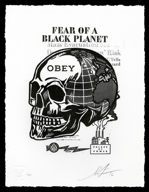 Shepard Fairey, ‘Skull of a Black Planet’, 2016, AYNAC Gallery