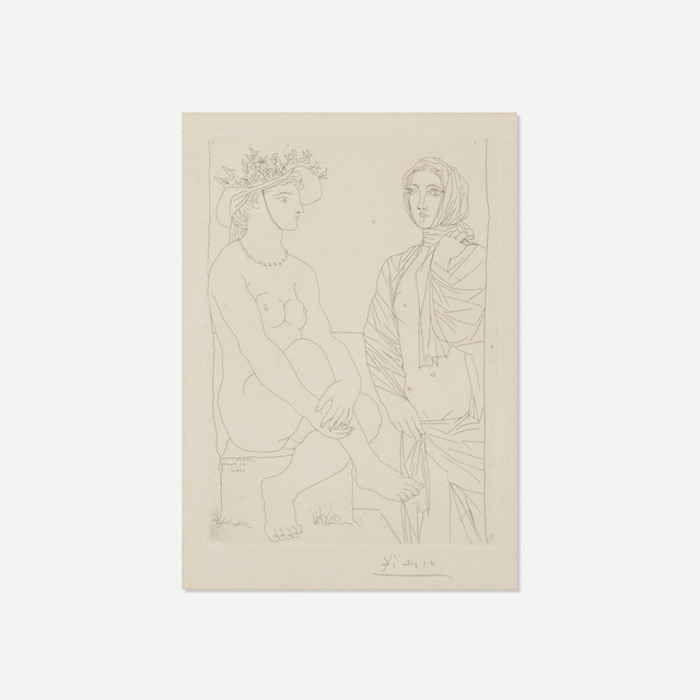 Pablo Picasso, ‘Femme assise au Chapeau et Femme debout drapee from La Suite Vollard’, 1934, Rago/Wright