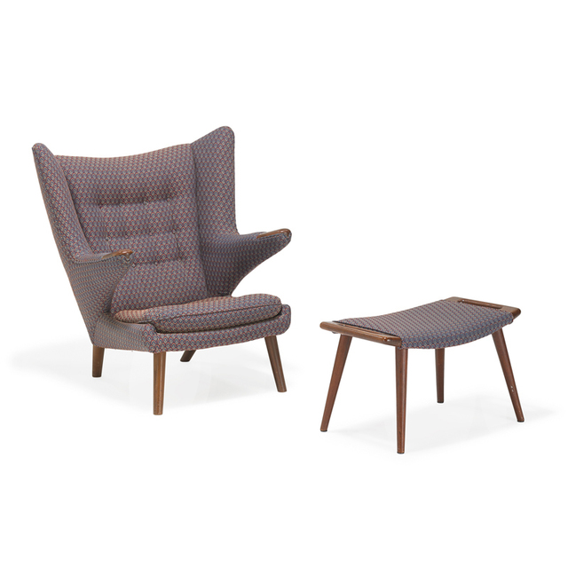 Hans J. Wegner, ‘Papa Bear chair and ottoman, Denmark’, Rago