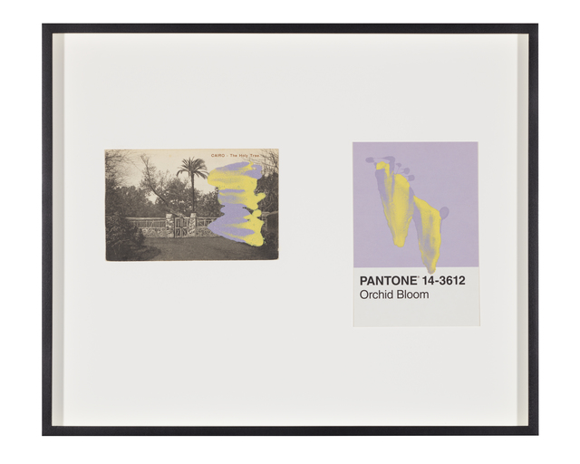 Tacita Dean, ‘Pantone Pair (Orchid Bloom)’, 2020, Painting, Found Pantone card paired with postcard from the artist's collection, monoprinted and framed to the artist's specifications, Gemini G.E.L. at Joni Moisant Weyl