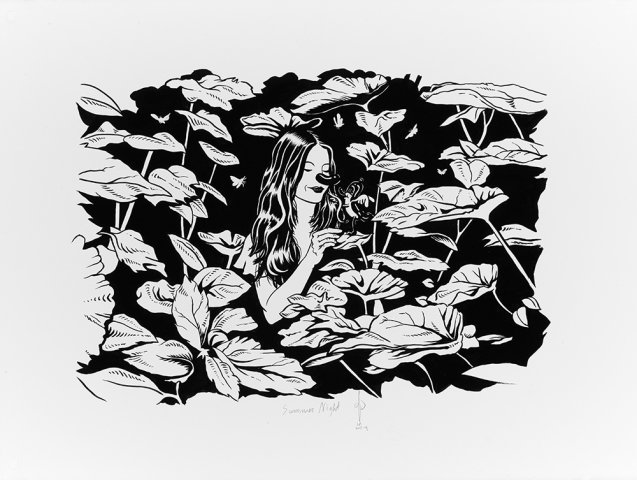 Victor Castillo, ‘Summer Night’, 2014, Drawing, Collage or other Work on Paper, Arches paper, Deleter Ink 4, deckled edges, KP Projects