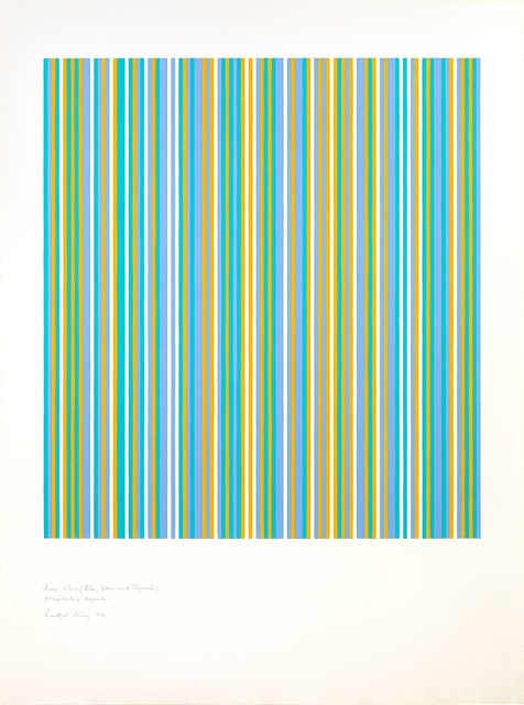 Bridget Riley, ‘Three colours (Blue, Yellow and Turquoise) Precipitating Magenta ’, 1982, Painting, Gouache on paper, Tanya Baxter Contemporary