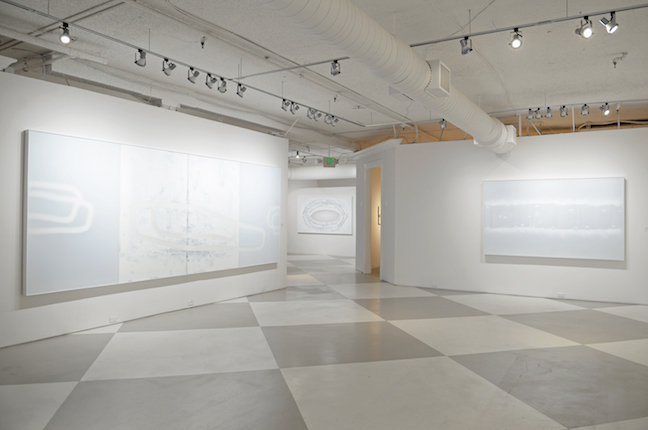Main salon installation featuring "Carriage" (left) and "Runs Like Water" (right) Main salon installation featuring "Carriage" (left) and "Runs Like Water" (right)