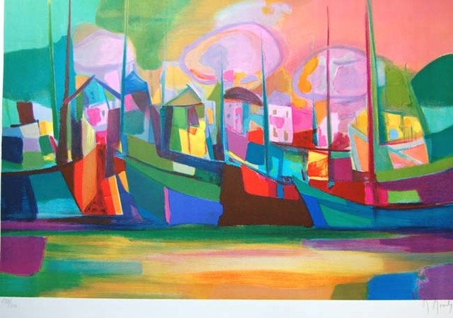 Marcel Mouly, ‘Soleil Couchant Sur Le Port’, 2002, Print, Lithograph on Wove Paper, Baterbys