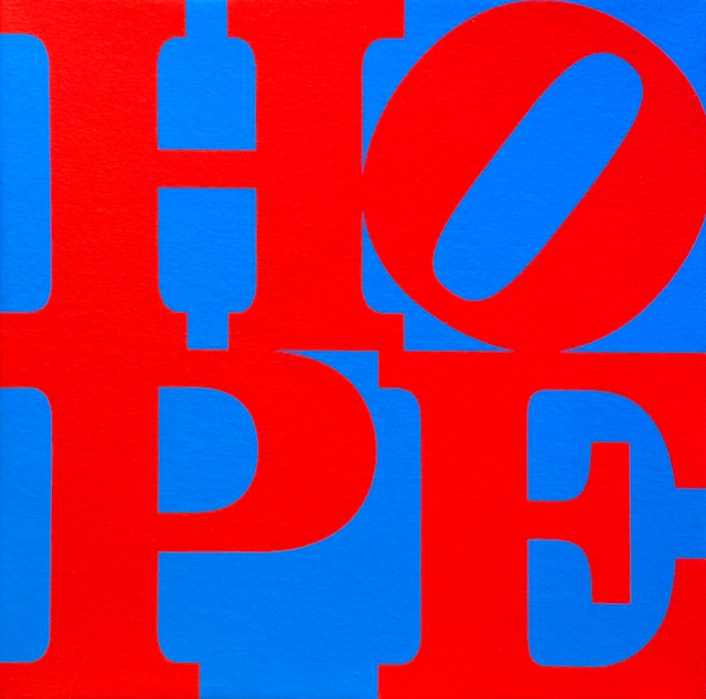 Robert Indiana, ‘HOPE (red, blue)’, 2015, Painting, Acrylic and silkscreen on canvas, Woodward Gallery