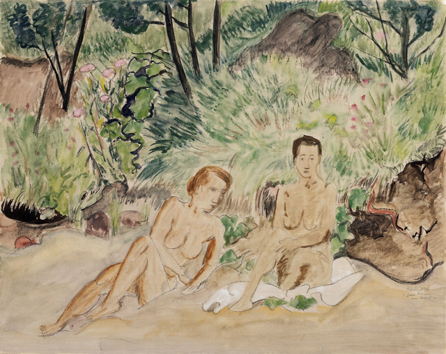 Erich Heckel, ‘Two Reclining Nudes in a Landscape (Zwei badende)’, 1926, Jill Newhouse Gallery