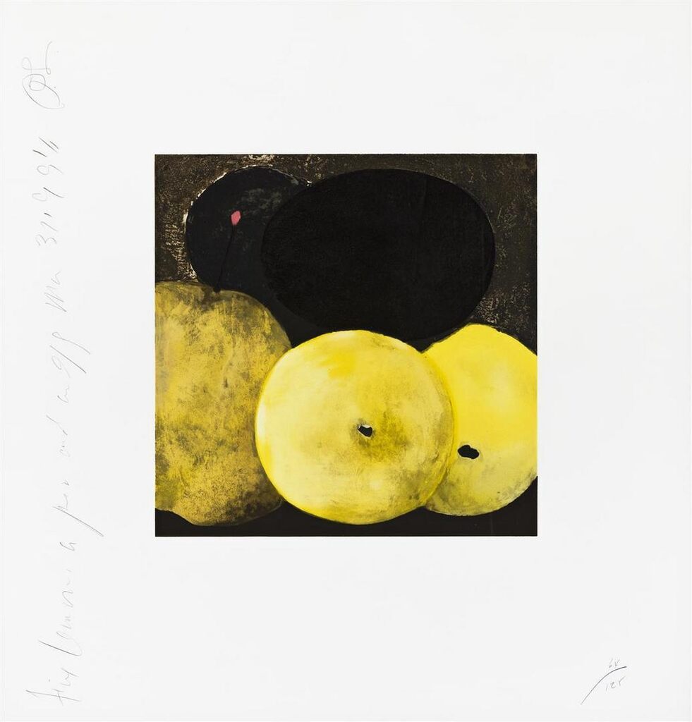 Donald Sultan - Five Lemons, a Pear, and an Egg