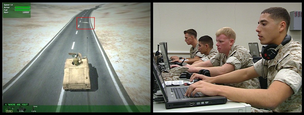 Harun Farocki, still from Serious Games I: Watson is Down, 2009. 2-channel video, color and sound, 7 mins., 40 secs. © 2010 Harun Farocki Harun Farocki, still from Serious Games I: Watson is Down, 2009. 2-channel video, color and sound, 7 mins., 40 secs. © 2010 Harun Farocki