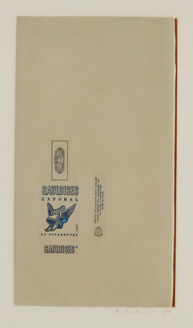 Robert Motherwell, ‘Gauloises bleues (Raw Umber Edge)’, 1971, Print, Aquatint and line-cut in colors, on Richard de Bas handmade paper, with full margins, Phillips