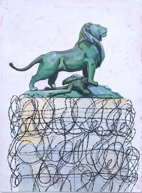 Thomas John Carlson, ‘French Lion’, 2018, Drawing, Collage or other Work on Paper, Watercolor on paper, Deep Space Gallery